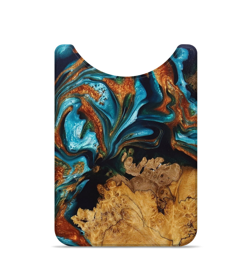 Live Edge Wood+Resin Wallet - Constance (Teal & Gold, 695035)