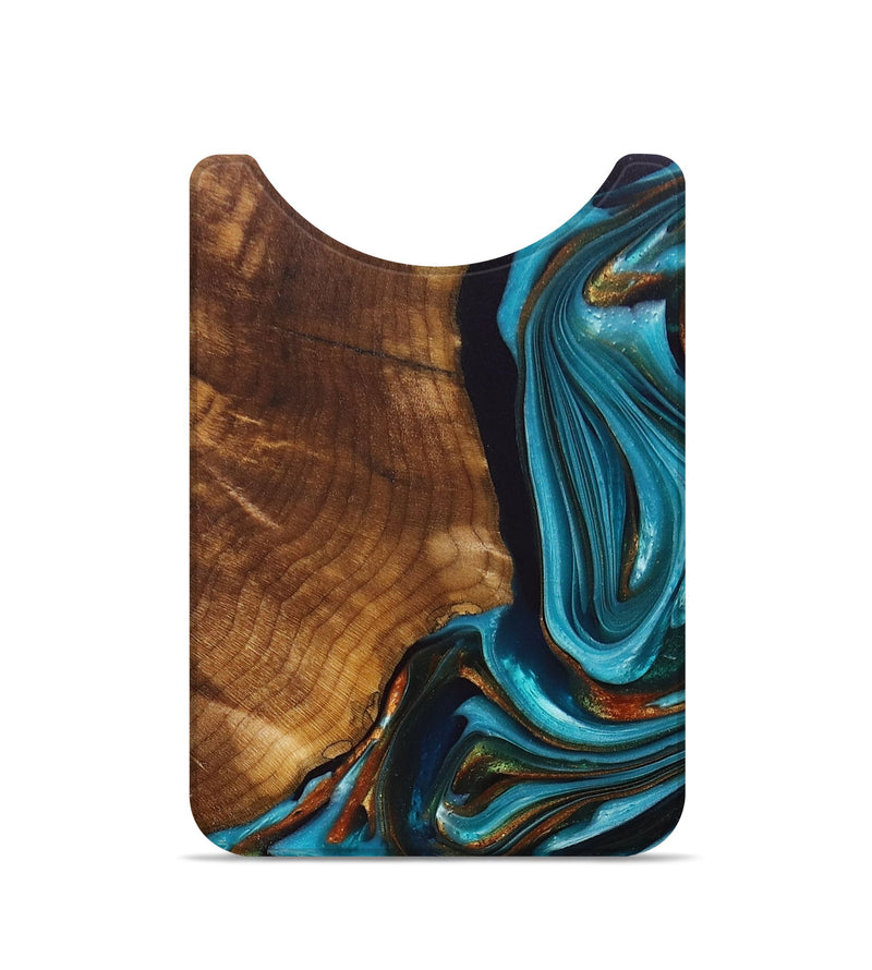 Live Edge Wood+Resin Wallet - Elena (Teal & Gold, 695036)