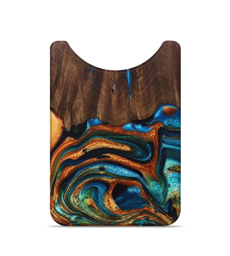 Live Edge Wood+Resin Wallet - Blake (Teal & Gold, 695037)