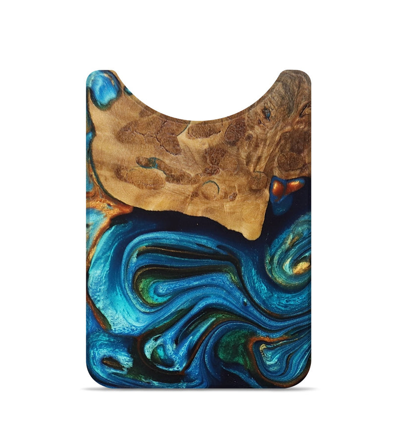 Live Edge Wood+Resin Wallet - Abel (Teal & Gold, 695038)
