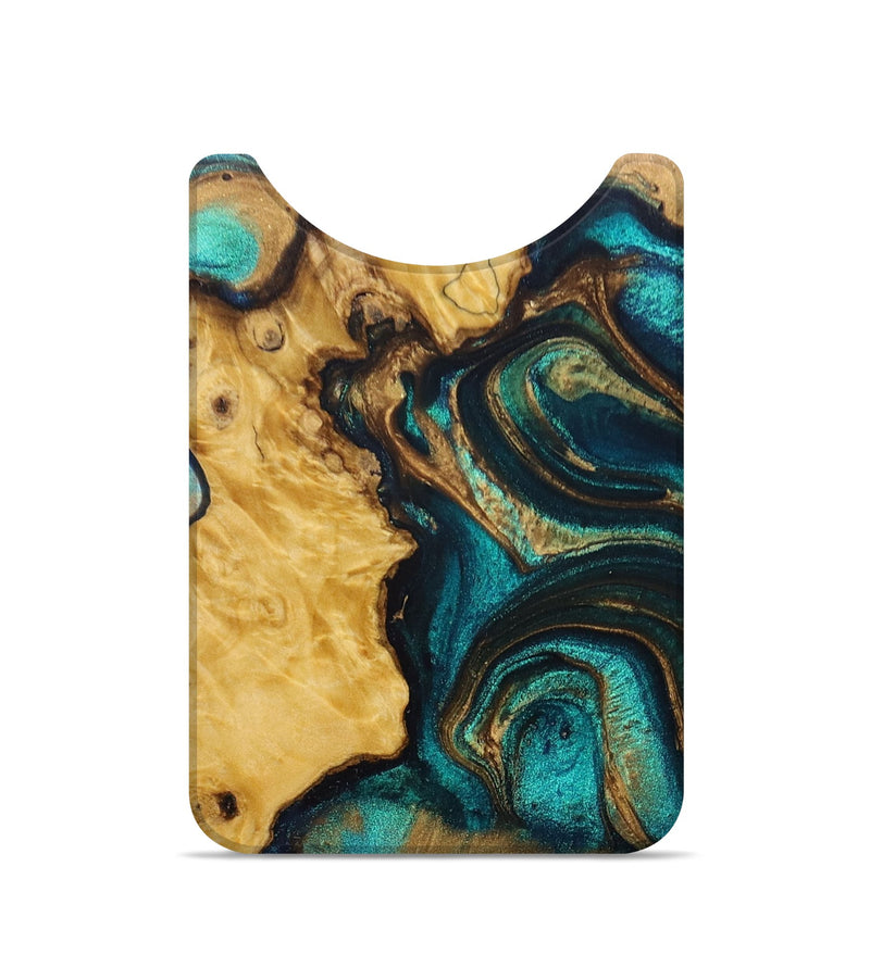 Live Edge Wood+Resin Wallet - Heath (Teal & Gold, 695041)
