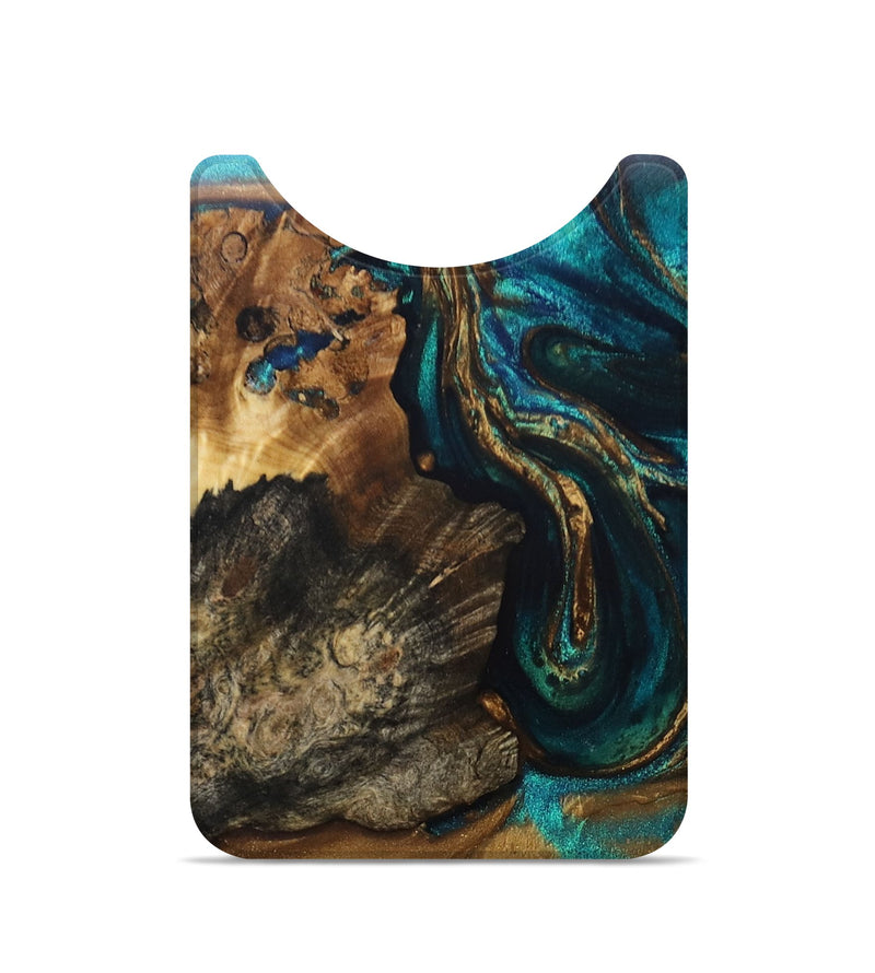 Live Edge Wood+Resin Wallet - Terence (Teal & Gold, 695042)