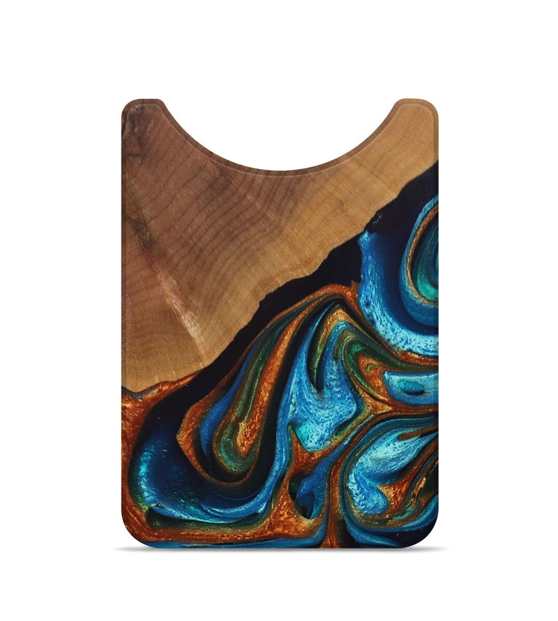 Live Edge Wood+Resin Wallet - Dominique (Teal & Gold, 695045)