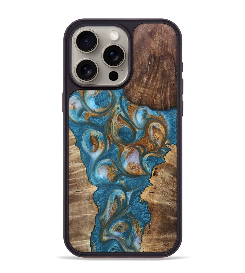 iPhone 15 Pro Max Wood+Resin Phone Case - Kelsie (Mosaic, 695173)