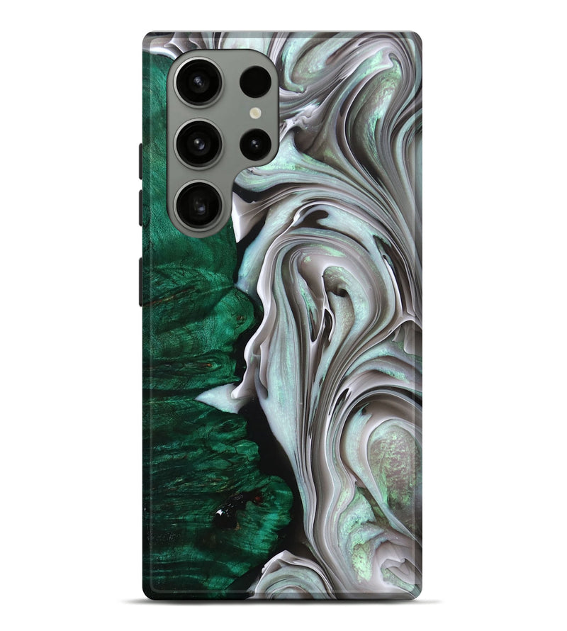 Galaxy S23 Ultra Wood+Resin Live Edge Phone Case - Jasper (Green, 695286)