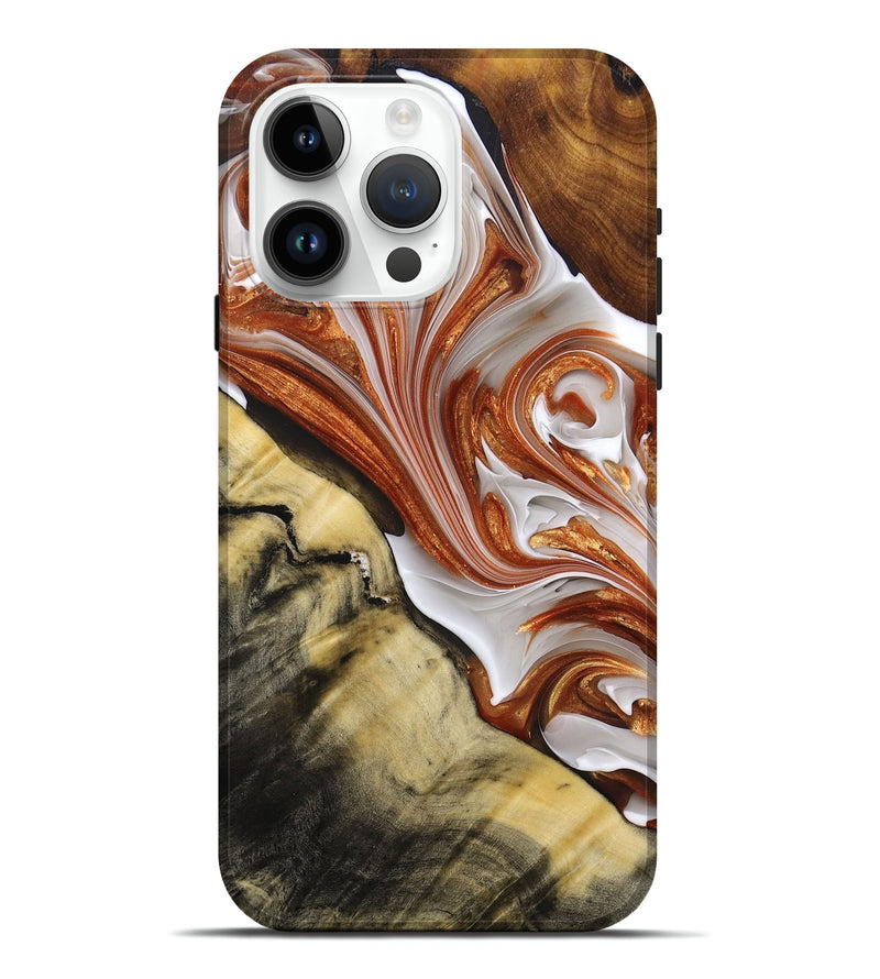 iPhone 15 Pro Max Wood+Resin Live Edge Phone Case - Annabelle (Black & White, 695287)