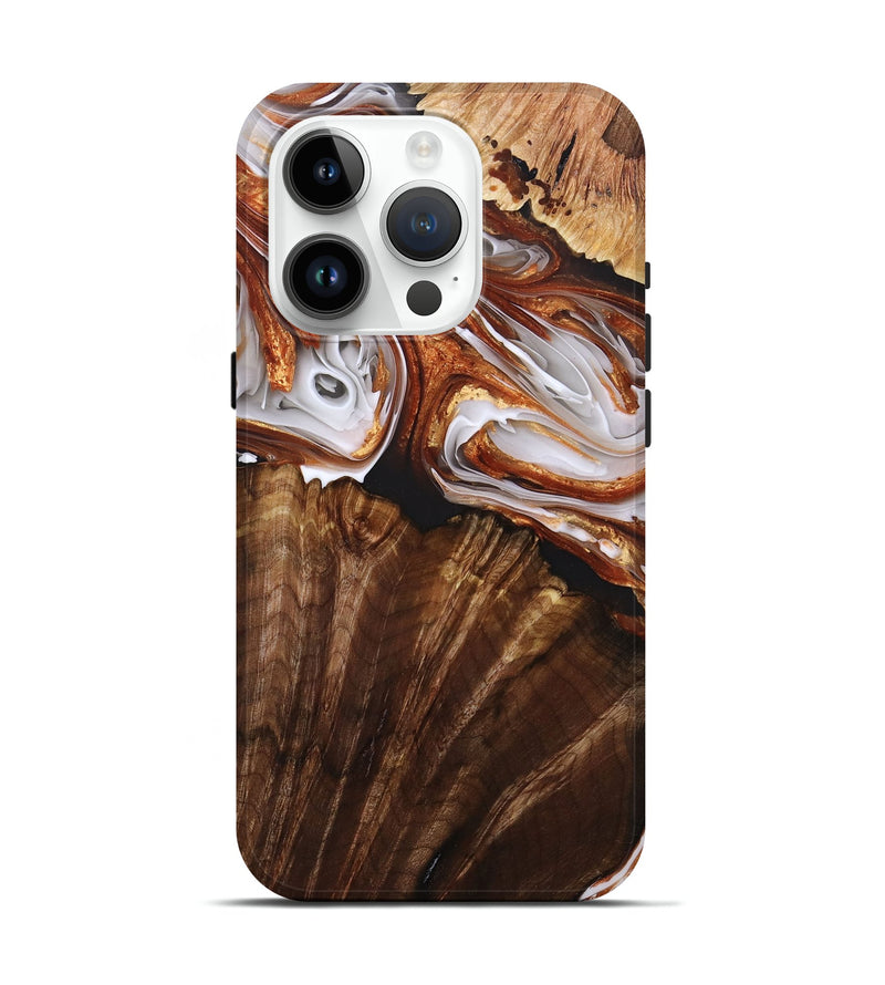 iPhone 15 Pro Wood+Resin Live Edge Phone Case - Valeria (Black & White, 695289)