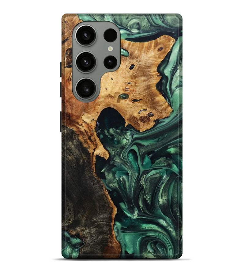 Galaxy S23 Ultra Wood+Resin Live Edge Phone Case - Silas (Green, 695306)