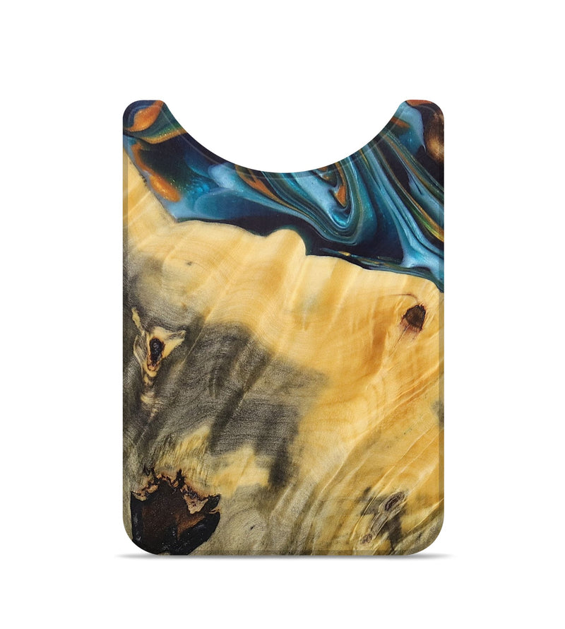 Live Edge Wood+Resin Wallet - Trisha (Teal & Gold, 695308)