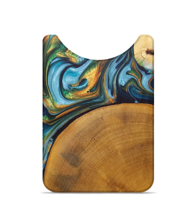 Live Edge Wood+Resin Wallet - Amir (Teal & Gold, 695309)
