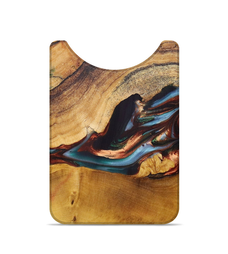Live Edge Wood+Resin Wallet - Willow (Teal & Gold, 695310)