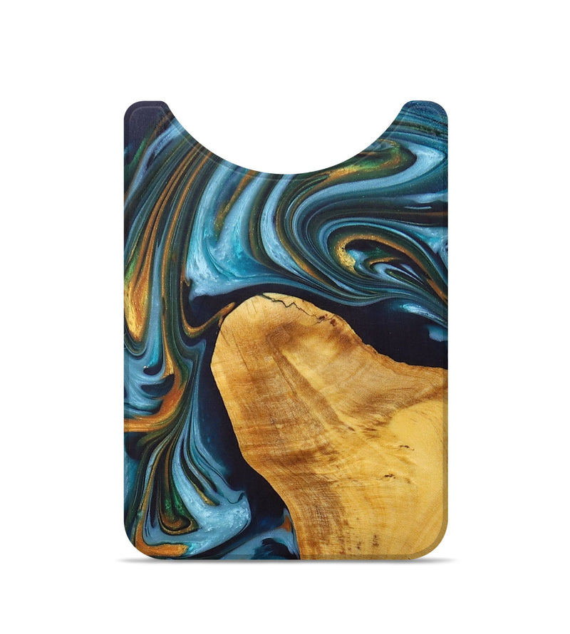 Live Edge Wood+Resin Wallet - Braylon (Teal & Gold, 695311)