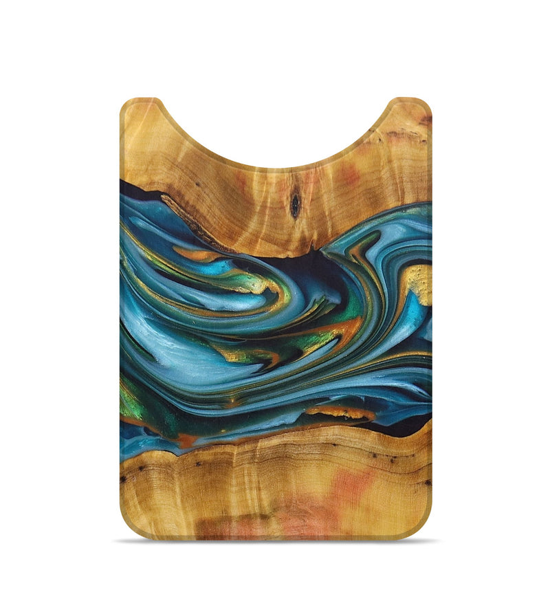 Live Edge Wood+Resin Wallet - Willow (Teal & Gold, 695312)