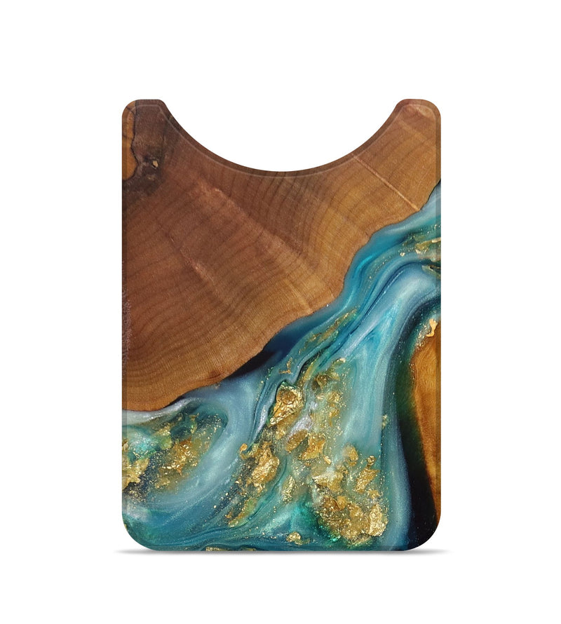 Live Edge Wood+Resin Wallet - Wanda (Teal & Gold, 695327)
