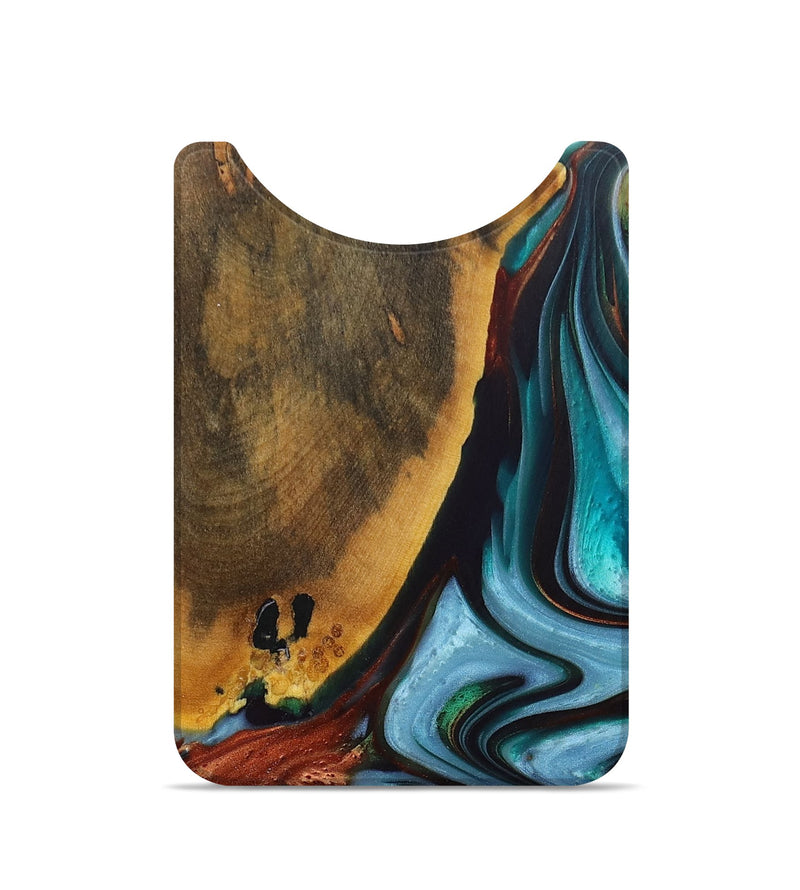 Live Edge Wood+Resin Wallet - Genevieve (Teal & Gold, 695328)