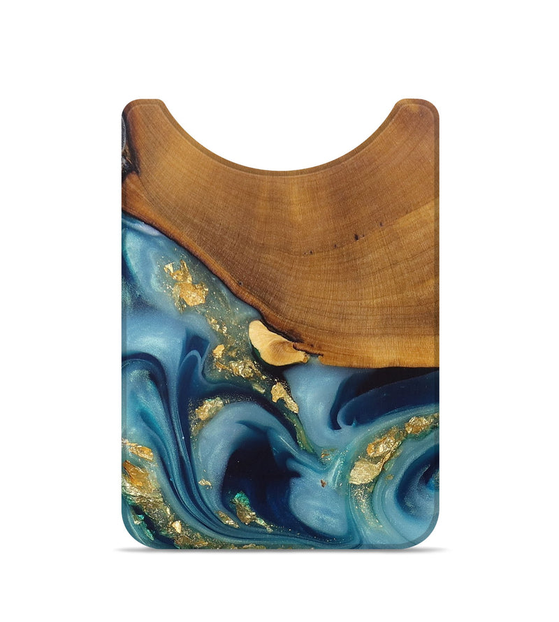 Live Edge Wood+Resin Wallet - Jill (Teal & Gold, 695329)