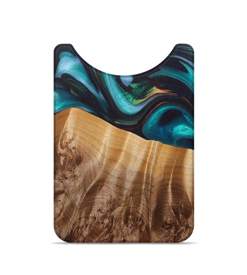 Live Edge Wood+Resin Wallet - Ariana (Teal & Gold, 695330)
