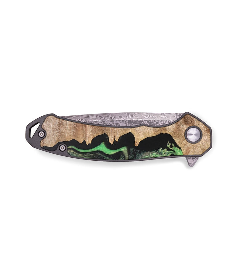 EDC Wood+Resin Pocket Knife - Terence (Teal & Gold, 695422)