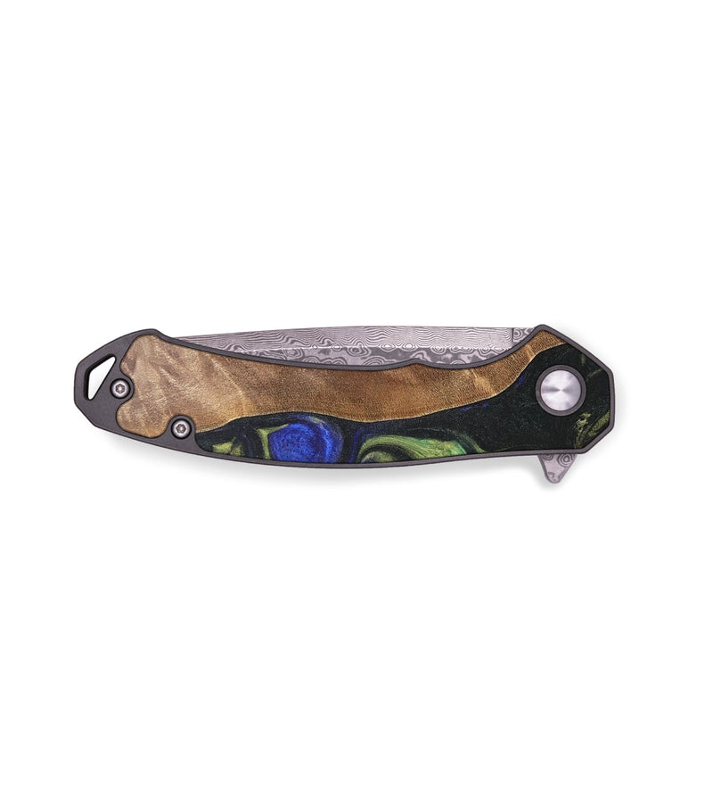 EDC Wood+Resin Pocket Knife - Rudolph (Green, 695781)