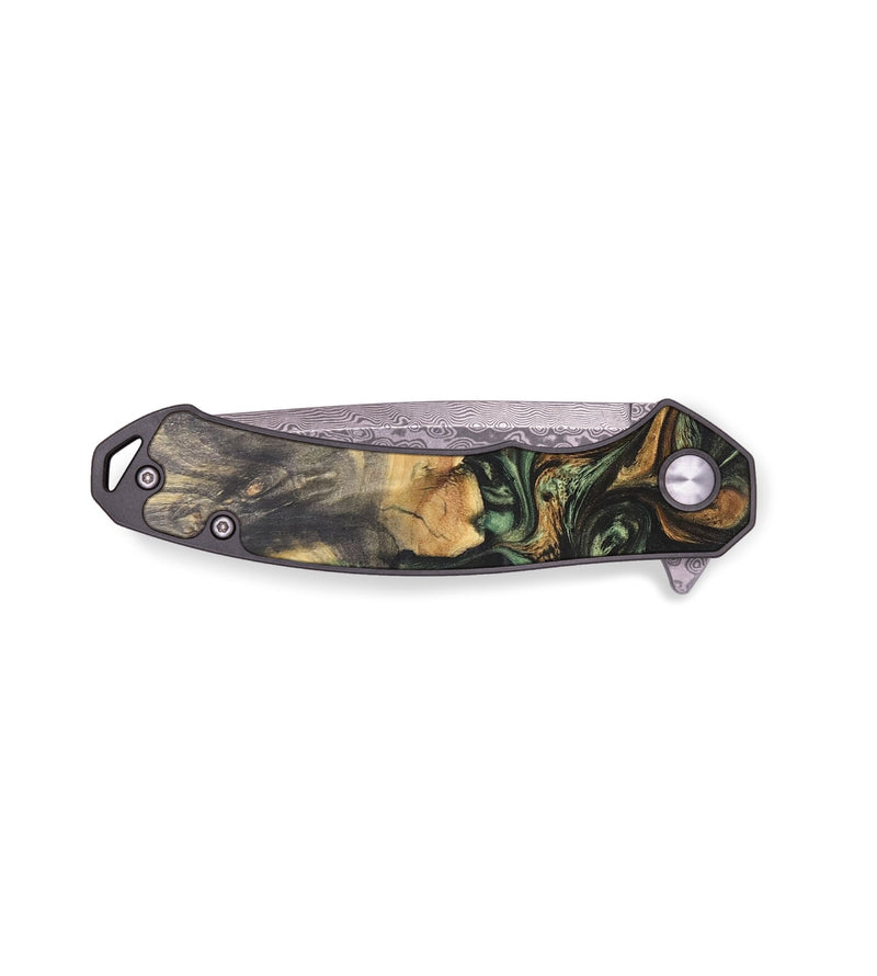EDC Wood+Resin Pocket Knife - Carrie (Green, 695782)