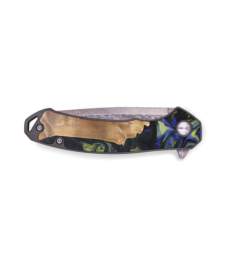 EDC Wood+Resin Pocket Knife - Molly (Green, 695783)