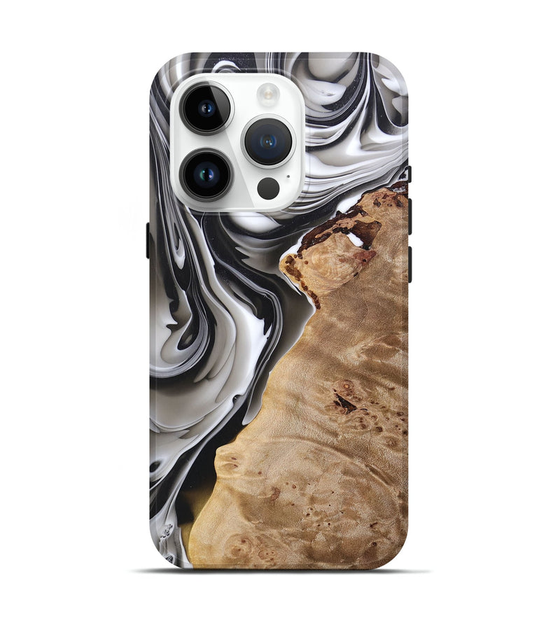 iPhone 15 Pro Wood+Resin Live Edge Phone Case - Nick (Black & White, 695787)