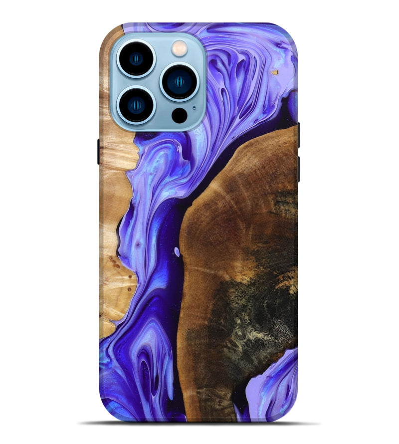 iPhone 14 Pro Max Wood+Resin Live Edge Phone Case - Becky (Purple, 695790)
