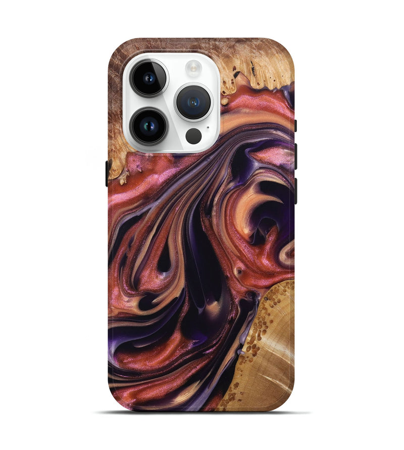 iPhone 15 Pro Wood+Resin Live Edge Phone Case - Bailey (Purple, 695795)