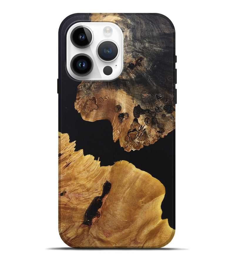 iPhone 15 Pro Max Wood+Resin Live Edge Phone Case - Fredrick (Pure Black, 695805)