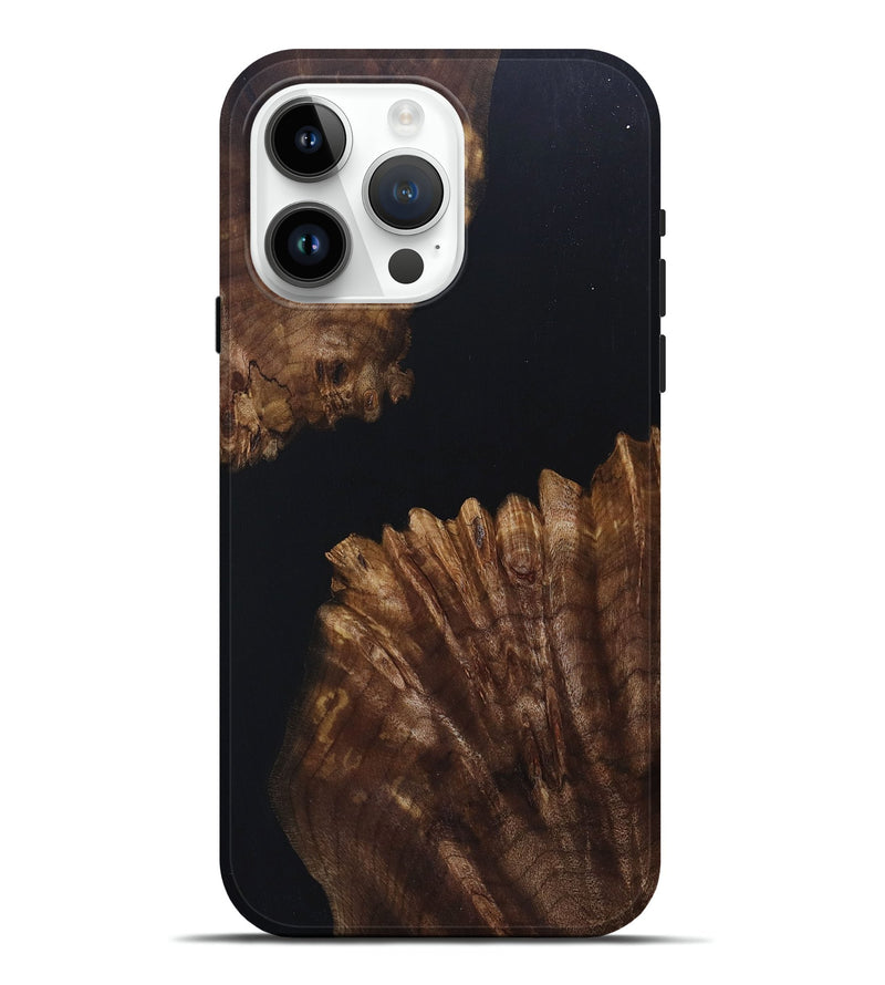 iPhone 15 Pro Max Wood+Resin Live Edge Phone Case - Tatyana (Pure Black, 695806)