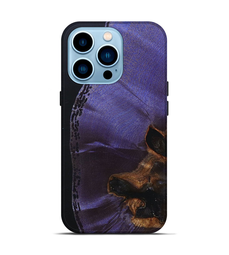 iPhone 14 Pro Wood+Resin Live Edge Phone Case - Omar (Pure Black, 695808)