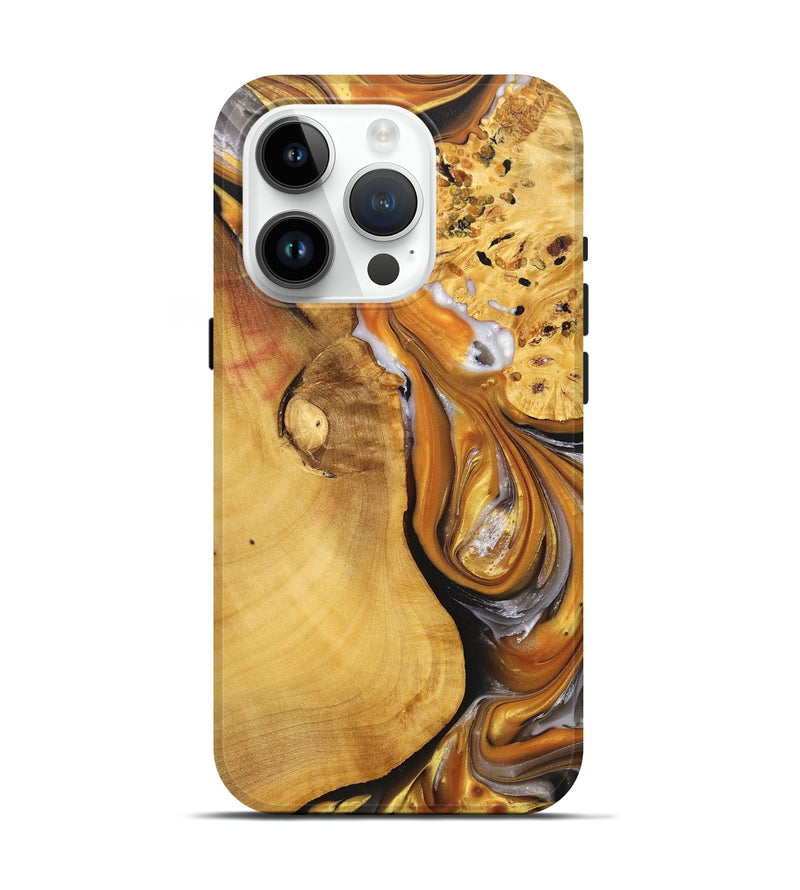 iPhone 15 Pro Wood+Resin Live Edge Phone Case - Nina (Black & White, 695814)