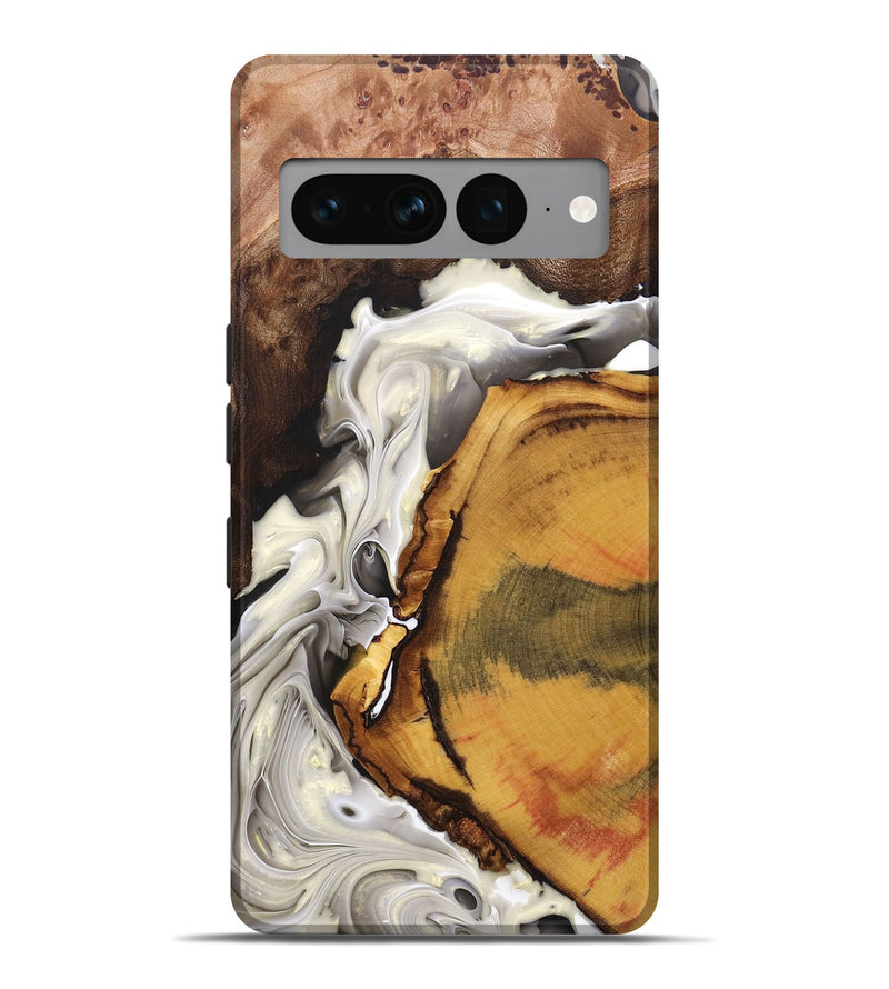 Pixel 7 Pro Wood+Resin Live Edge Phone Case - Tia (Black & White, 695816)