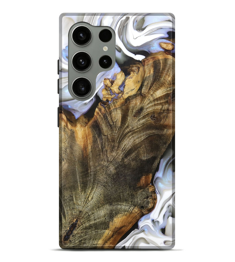 Galaxy S24 Ultra Wood+Resin Live Edge Phone Case - Emily (Black & White, 695817)