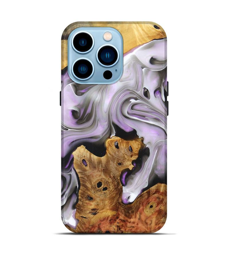 iPhone 14 Pro Wood+Resin Live Edge Phone Case - Colin (Black & White, 695818)