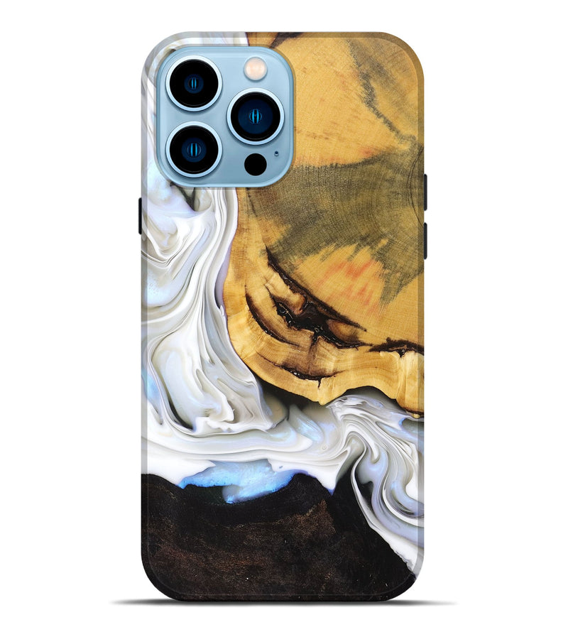 iPhone 14 Pro Max Wood+Resin Live Edge Phone Case - Ebony (Black & White, 695819)