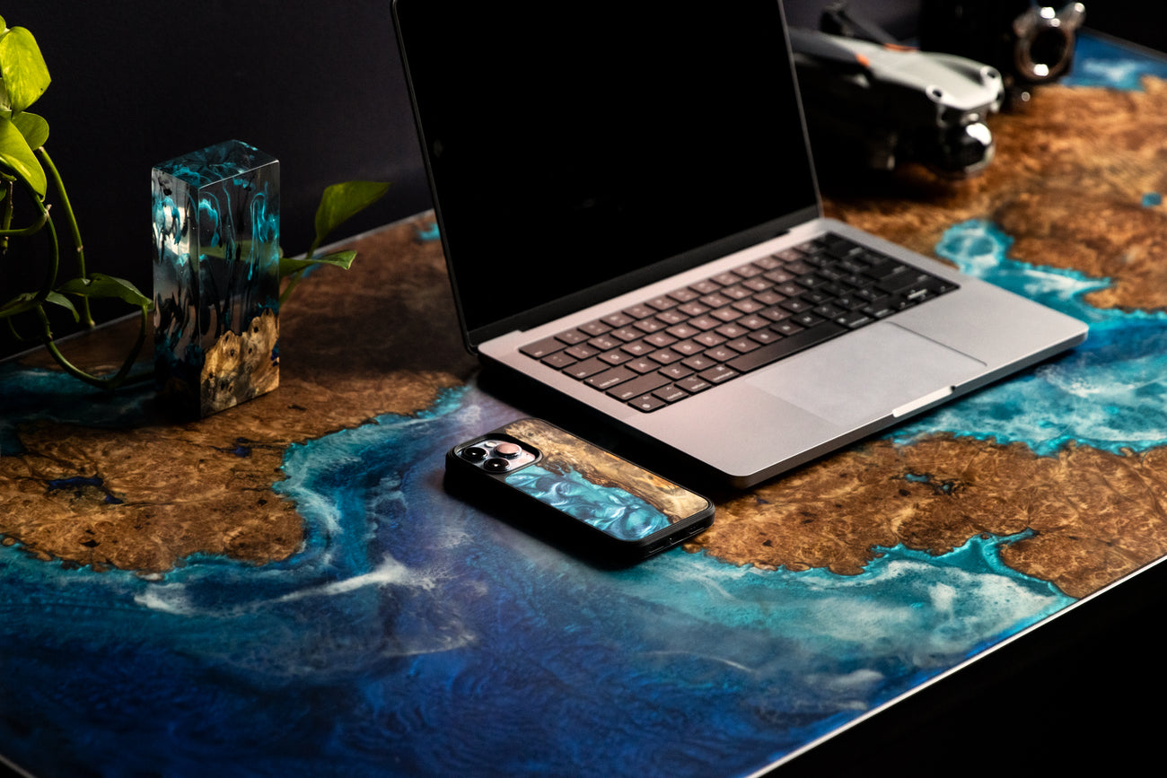 Wood & Resin Standing Desk Hero Image 1