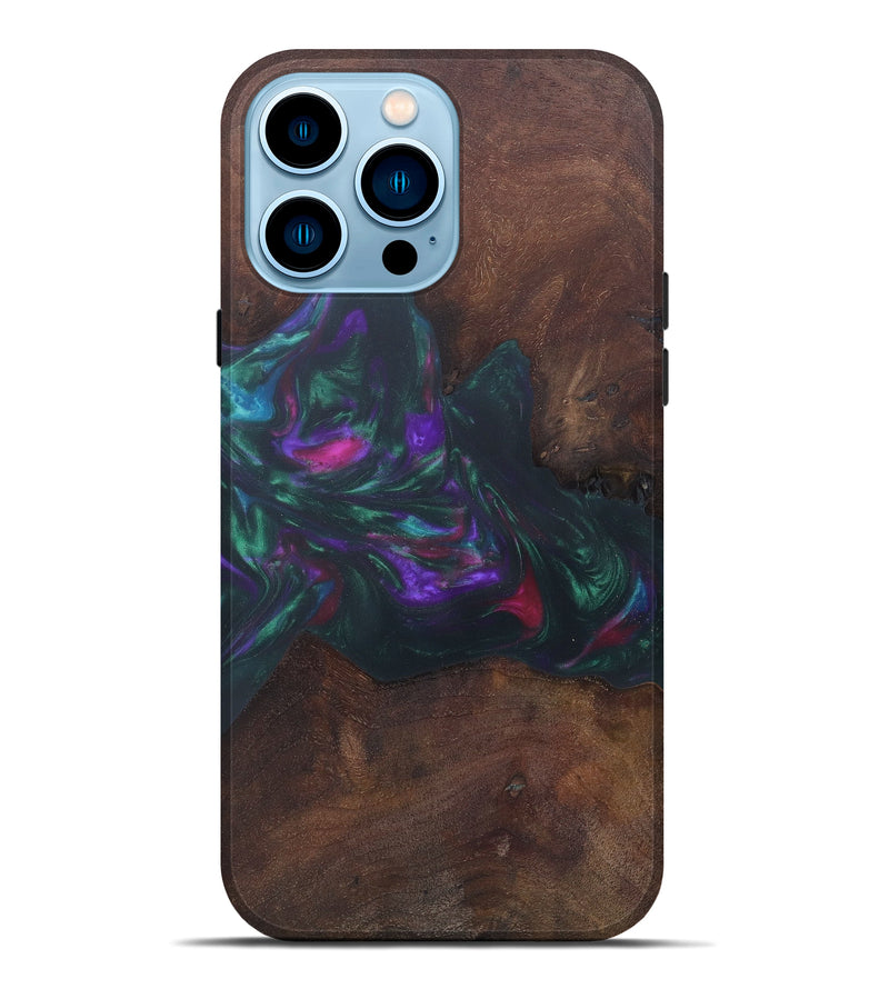 iPhone 14 Pro Max Wood+Resin Live Edge Phone Case - Marena (Dark Green, 602497)