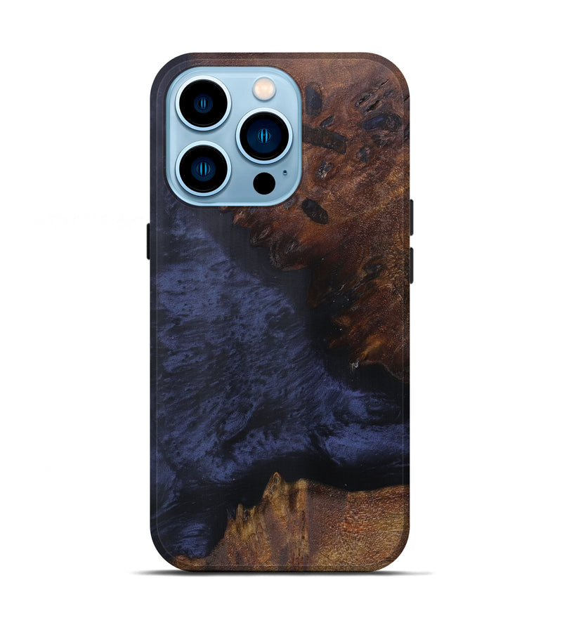 iPhone 14 Pro Wood+Resin Live Edge Phone Case - Alvina (Pure Black, 608620)
