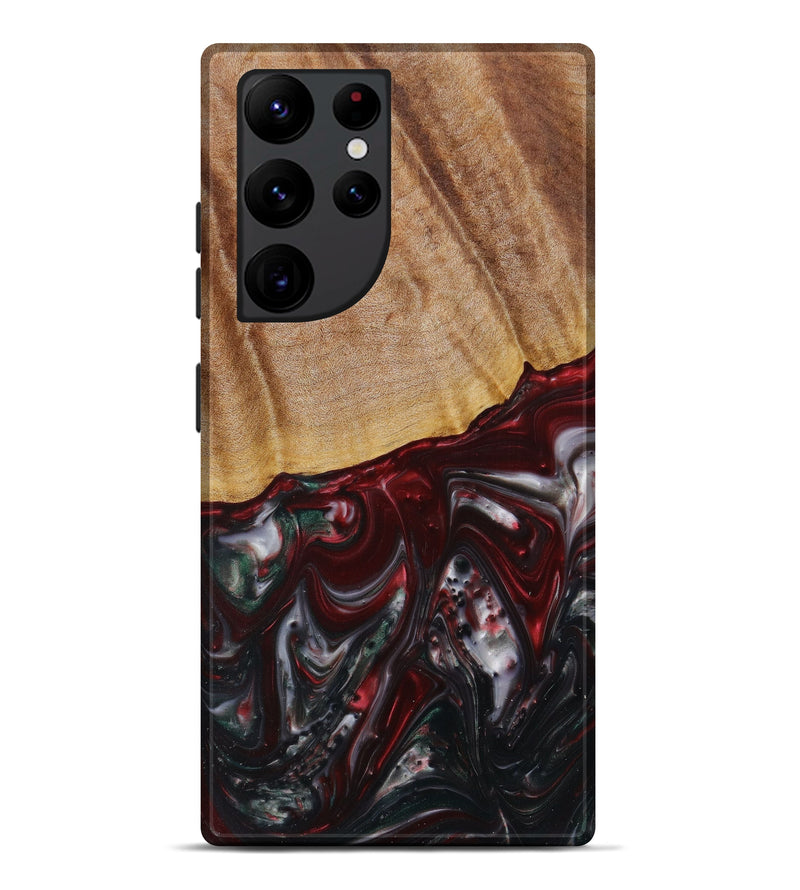 Galaxy S22 Ultra Wood+Resin Live Edge Phone Case - Bjorn (Dark Red, 610771)