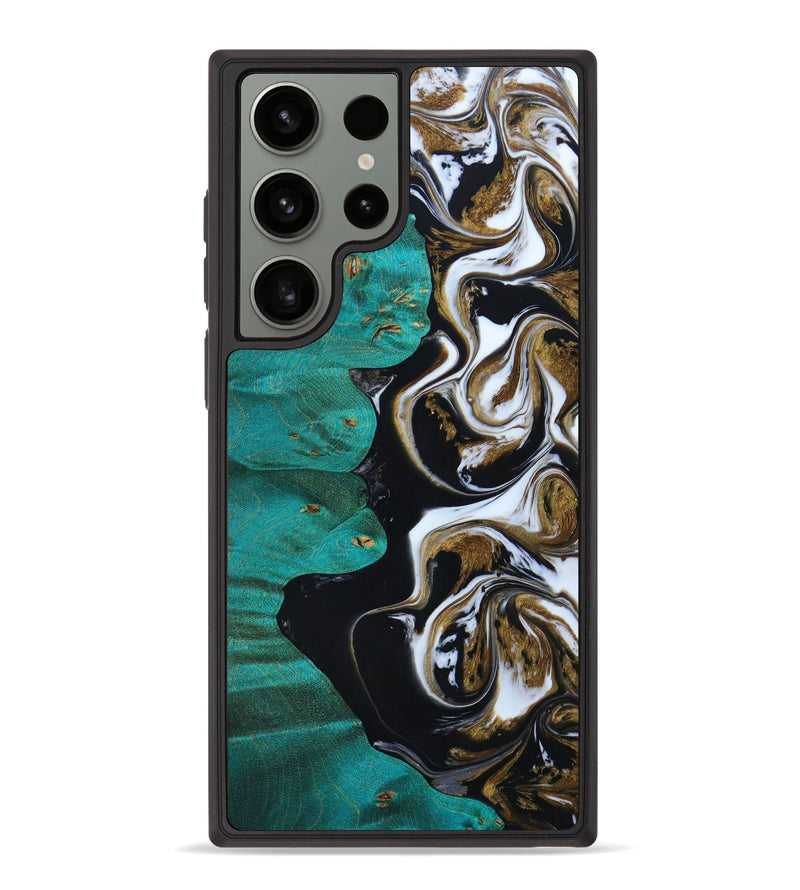 Galaxy S23 Ultra Wood+Resin Phone Case - Landen (Black & White, 642289)