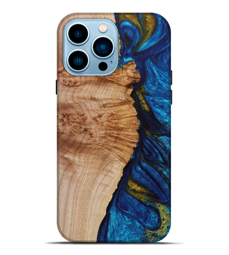 iPhone 14 Pro Max ResinArt Live Edge Phone Case - Cinda (Teal & Gold, 622934)