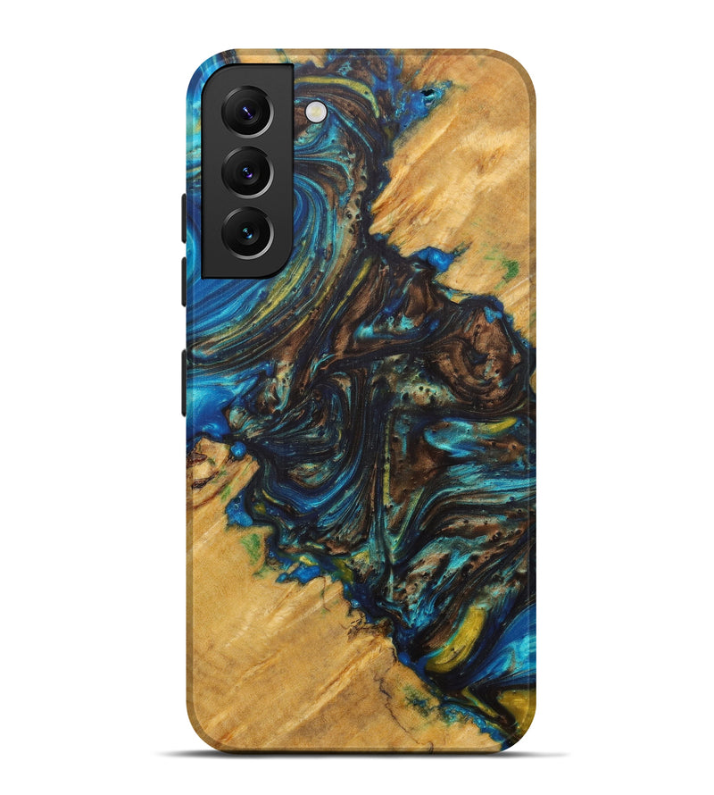 Galaxy S22 Plus Wood+Resin Live Edge Phone Case - Nerte (Teal & Gold, 596289)