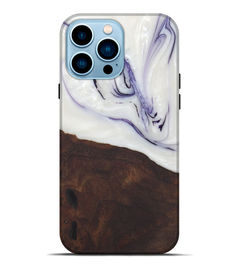 iPhone 14 Pro Max Wood+Resin Live Edge Phone Case - Rolande (Black & White, 581220)