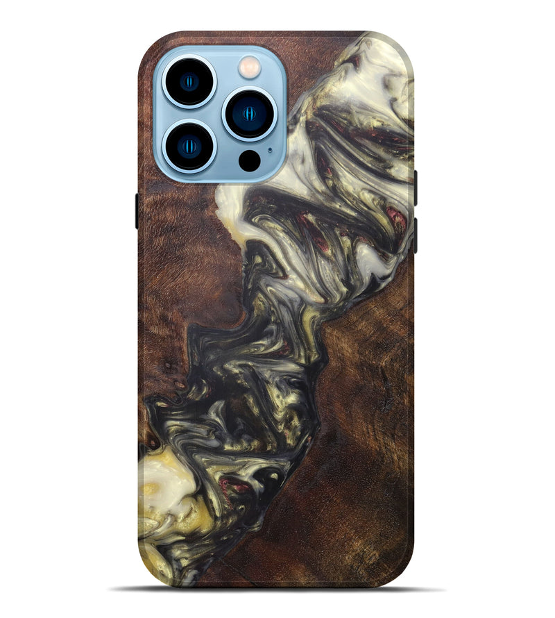 iPhone 14 Pro Max Wood+Resin Live Edge Phone Case - Robin (Metallic, 605196)