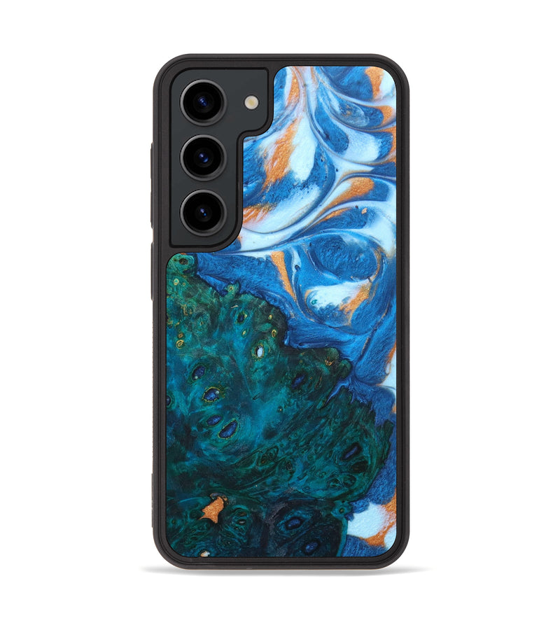 Galaxy S23 Wood+Resin Phone Case - Lidia (Teal & Gold, 632759)