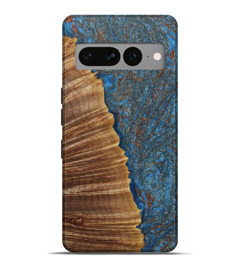 Pixel 7 Pro Wood+Resin Live Edge Phone Case - Betsy (Teal & Gold, 647906)