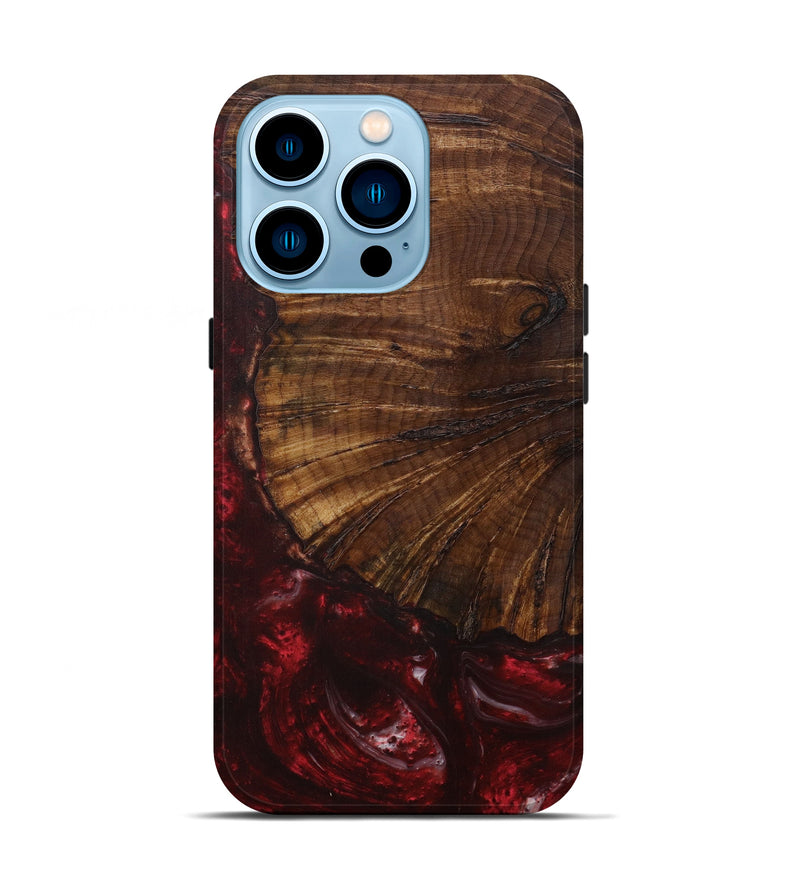 iPhone 14 Pro Wood+Resin Live Edge Phone Case - Javad (Dark Red, 594183)