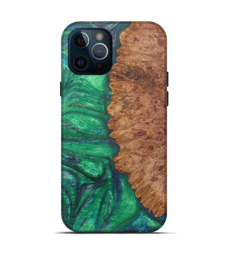 iPhone 12 Pro Wood+Resin Live Edge Phone Case - Chiarra (Dark Green, 577504)