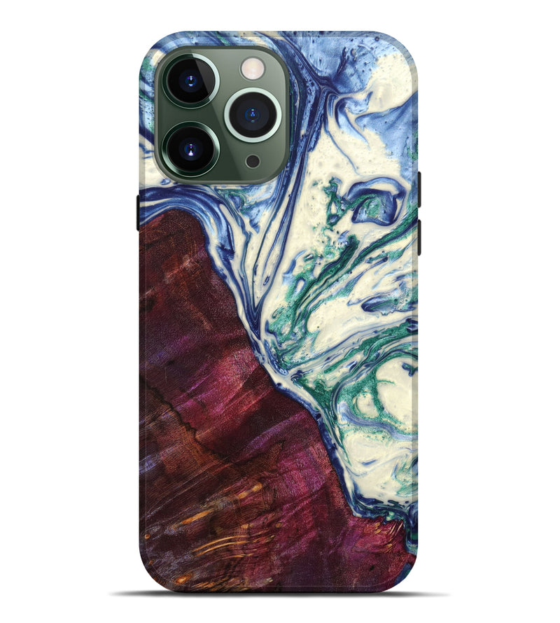 iPhone 13 Pro Max Wood+Resin Live Edge Phone Case - Gwyneth (Blue, 631233)